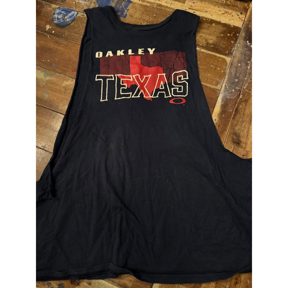 Oakley Texas Graphic Muscle Tank Top Sleeveless Shirt Black DIY Cut Mens